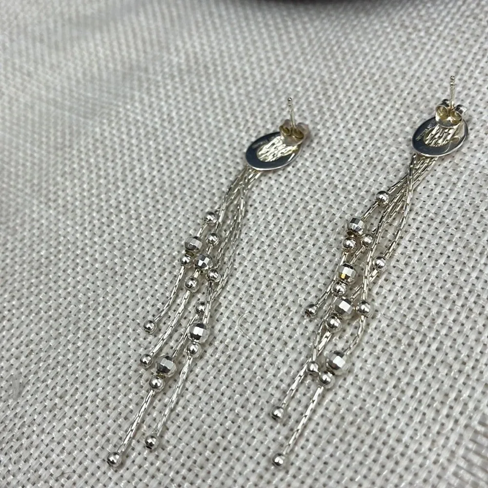 ATI Thailand Vintage 925 Sterling Silver Beaded Feather Tassel Earrings - Picture 5 of 9